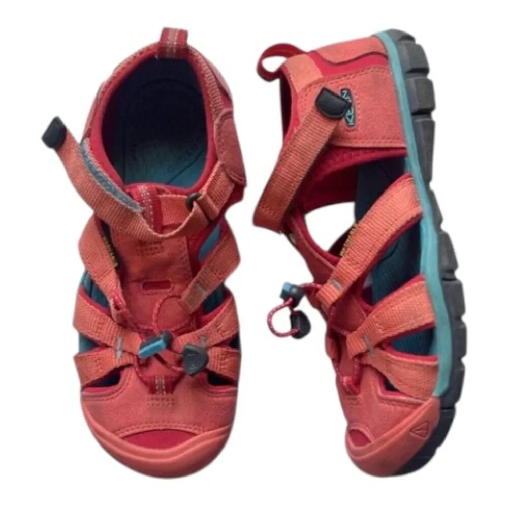 KEEN Sandals Kids Size 3 Racing Red/Orange Seacamp II CNX-C 1022989 CD-D 010819